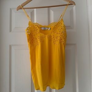 & Other Stories Yellow Eyelet Cami Top – Spaghetti Strap Summer Tank